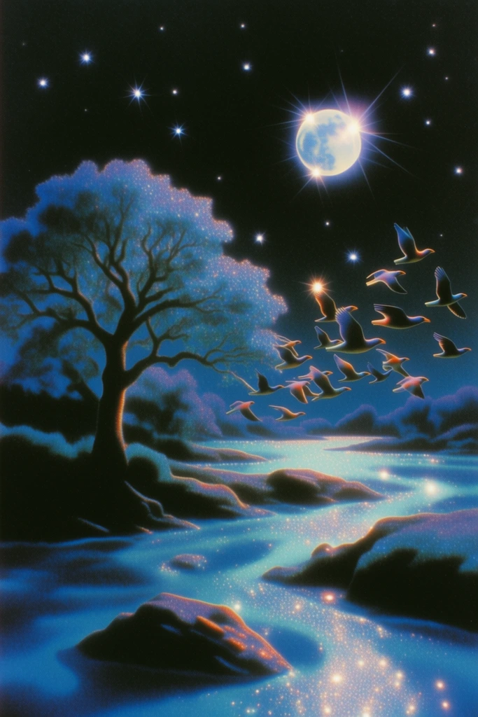Nocturnal Retro Surrealism style AI image example 2