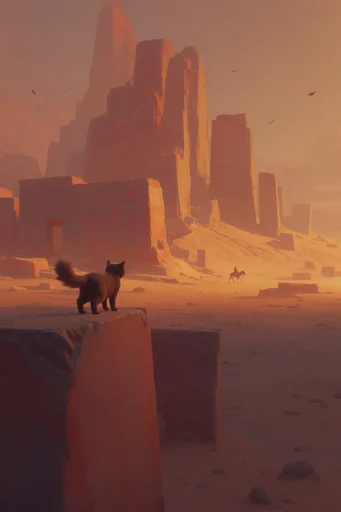 Monolithic Surreal Desert style reference image — atmospheric haze