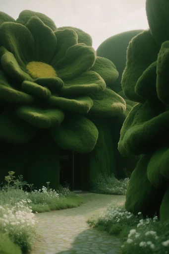 Velvet Moss Surrealism style reference image — deep forest green palette