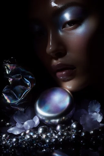 Luminous Cyber Noir style reference image — chiaroscuro studio lighting