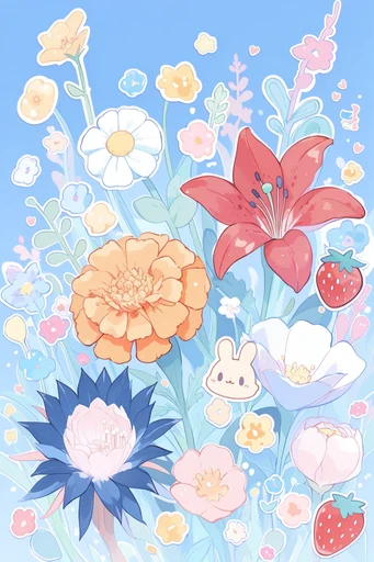 Neon Pastel Kawaii Core style reference image — dreamy whimsical motifs
