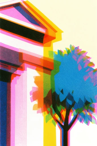 Chromatic Analog Glitch style reference image — misregistered color layers