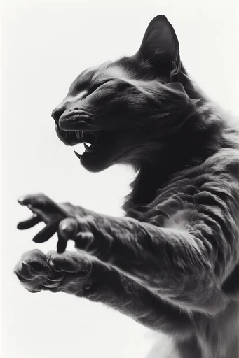 Monochrome Surrealist Duality style reference image — psychological tension