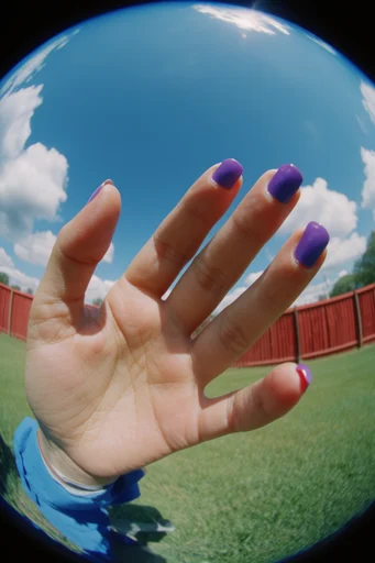 Sun-Drenched Fisheye Nostalgia style reference image — low-angle perspective