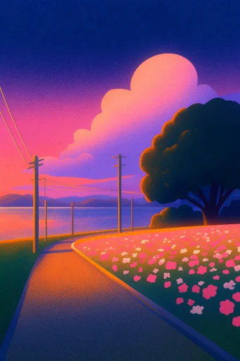 Ethereal Neon Twilight style reference image — minimalist architectural forms