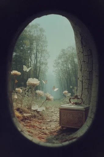 Geometric Voyeuristic Surrealism style reference image — symmetrical composition