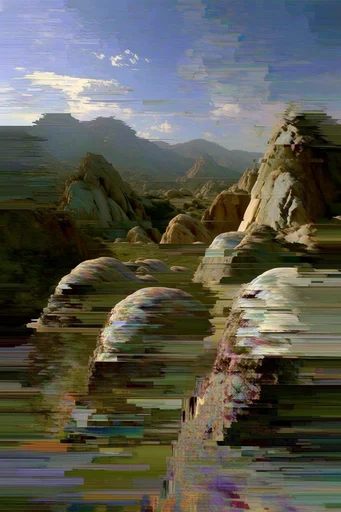 Organic Glitch Synthesis style reference image — pixel sorting
