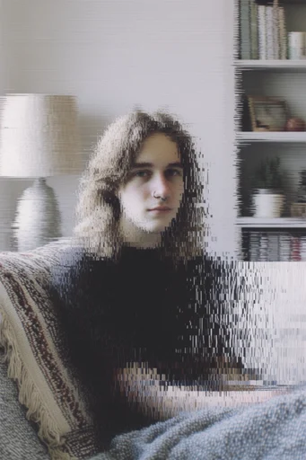 Monochrome Glitch Noir moodboard — generate AI images in this style