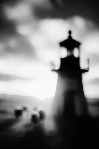 Ethereal Noir Abstraction style reference image — stark chiaroscuro