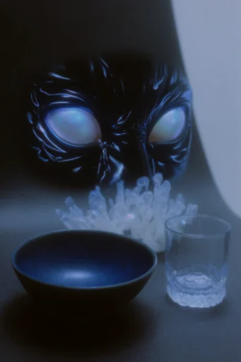 Bioluminescent Cyber Noir style reference image — cold cyan and cobalt palette
