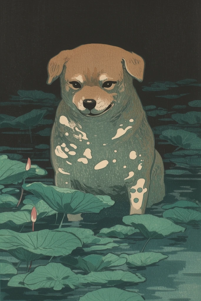 Atmospheric Shin-Hanga Nocturnes style AI image example 3