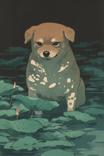 Atmospheric Shin-Hanga Nocturnes style reference image — nocturnal landscape