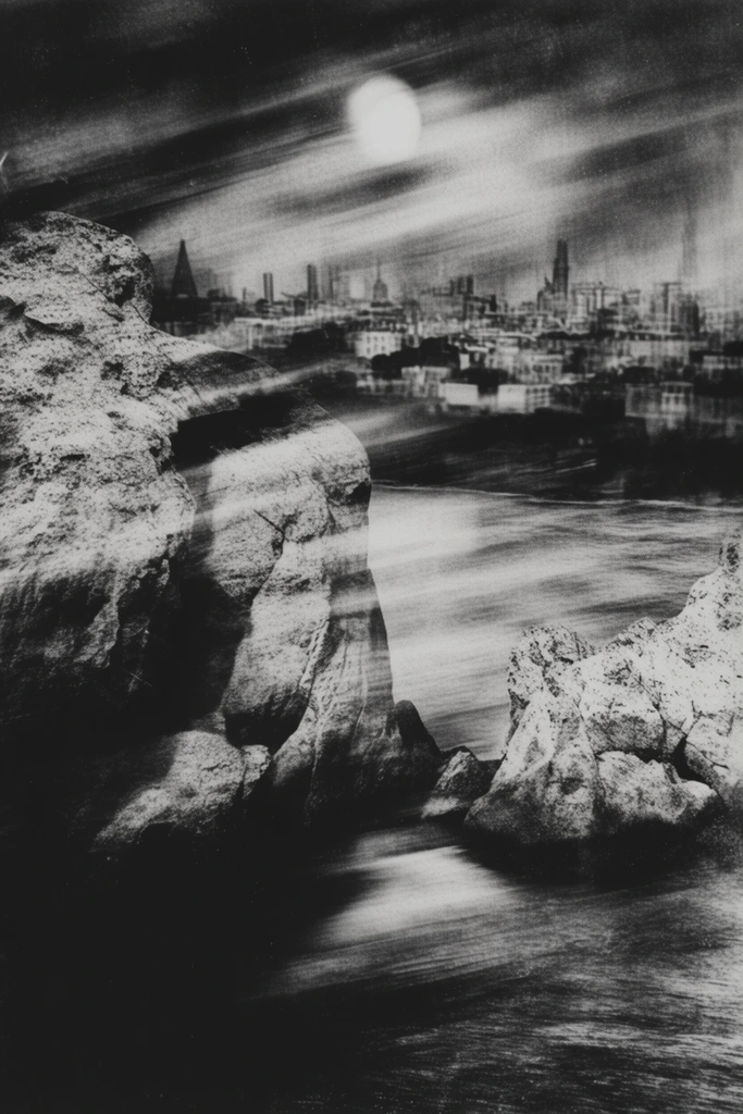 Deconstructed Monochrome Surrealism style AI image example 2
