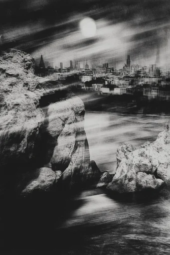 Deconstructed Monochrome Surrealism style AI image example 2