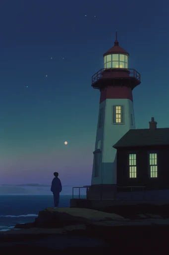 Cinematic Nocturnal Anime style reference image — industrial silhouette