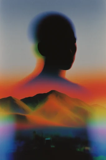 Chromatic Ethereal Grain style reference image — heavy film grain
