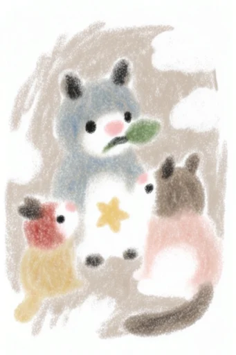 Whimsical Crayon Narrative style reference image — childrens book aesthetic