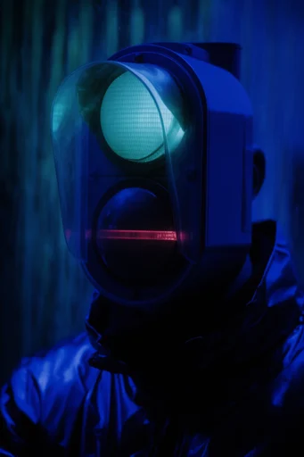 Cinematic Cyber Noir style reference image — neon and cobalt lighting