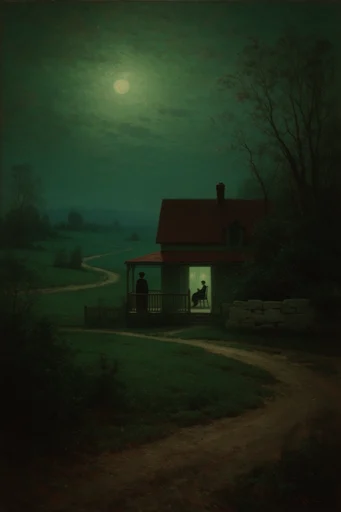 Hazy Nocturnal Tonalism style reference image — hazy atmospheric light