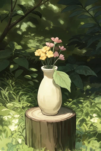 Earthy Gouache Serenity style reference image — serene nature illustration