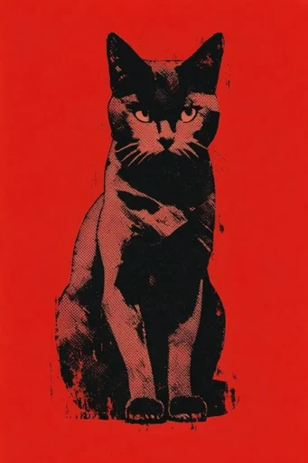 Gritty Surrealist Collage style reference image — saturated red and black