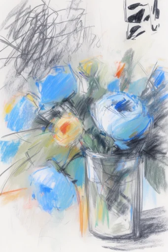 Ethereal Sketch Expressionism style reference image — cerulean and cobalt palette