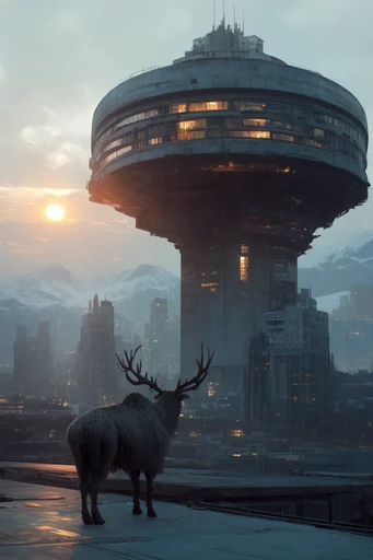 Monolithic Industrial Futurism style AI image example 3
