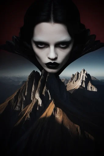 Avant-Garde Crimson Noir style reference image — high-fashion editorial