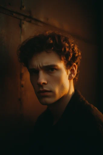 Cinematic Amber Noir style reference image — chiaroscuro lighting