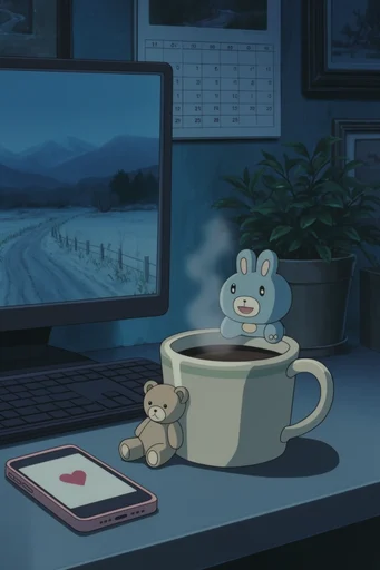 Cinematic Nocturnal Melancholy style reference image — cinematic anime style