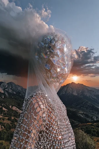Ethereal Crystalline Editorial style reference image — icy crystalline textures
