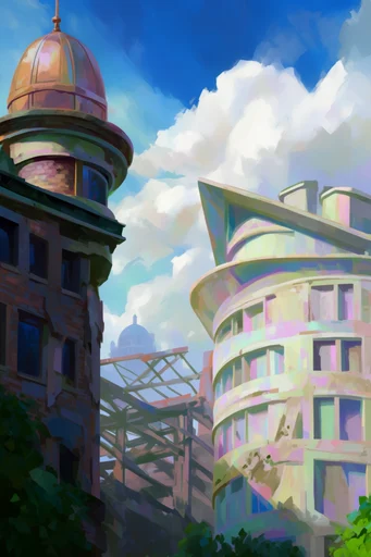 Lush Mythic Solarpunk style reference image — mythic scale