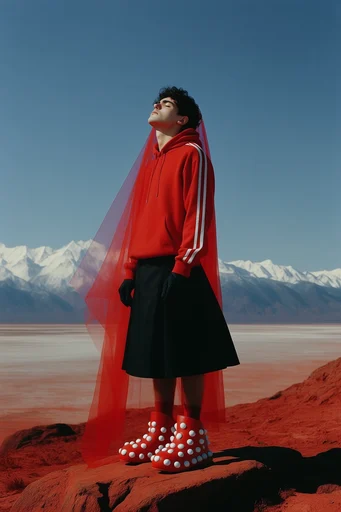 Surrealist Crimson Noir style reference image — surrealist fashion photography