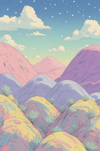 Dreamy Pastel Futurism style reference image — pastel color palette