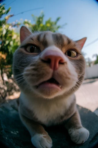 Saturated Fisheye Street-Snapshot style reference image — high-contrast candid snapshot