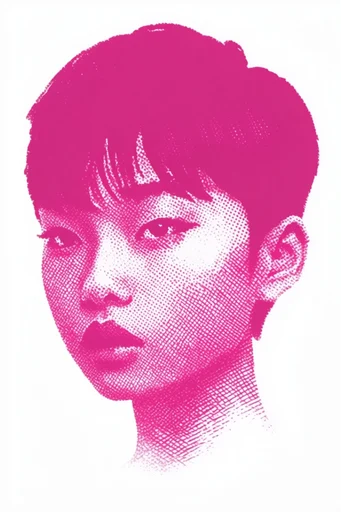 Monochromatic Magenta Engraving style reference image — high-contrast graphic