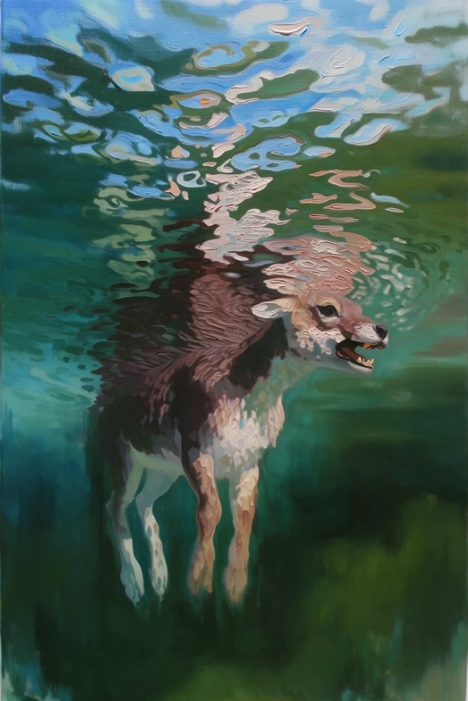 Submerged Impasto Surrealism style AI image example 3