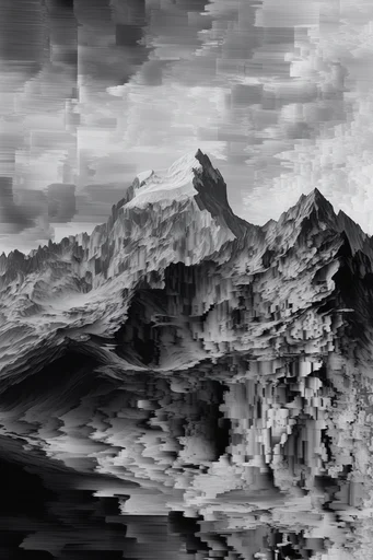 Monochrome Digital Decay style reference image — data corruption