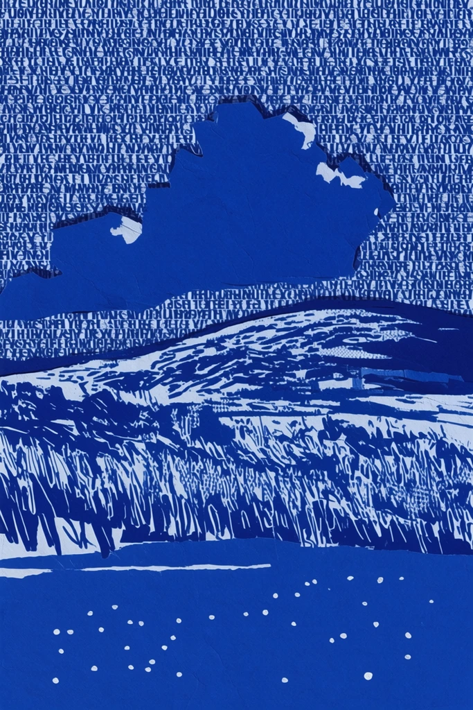 Monochrome Cobalt Surrealism style AI image example 2