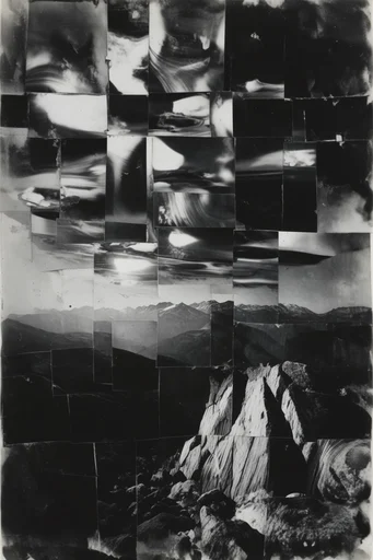 Deconstructed Monochrome Collage style AI image example 2