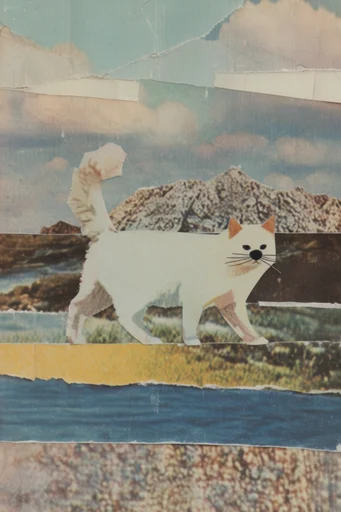 Surreal Mid-Century Montage style reference image — retro dreamscape