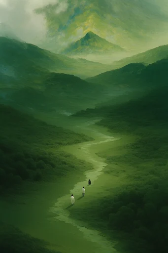 Monochromatic Verdant Surrealism style reference image — monochromatic green palette