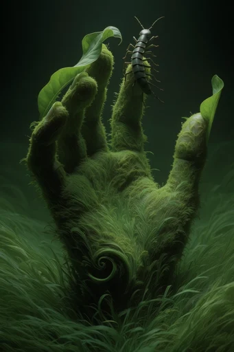 Surreal Botanical Synthesis style reference image — chiaroscuro lighting
