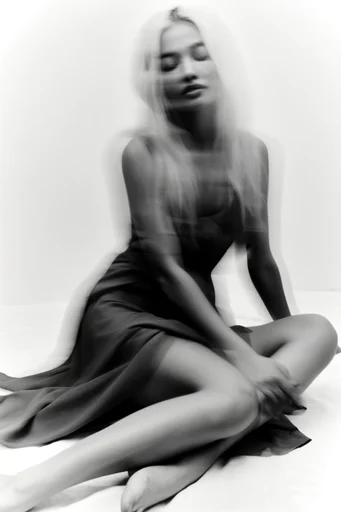 Ethereal Kinetic Minimalism style reference image — analog film grain