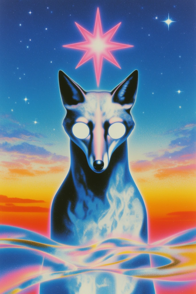 Prismatic Retro Cosmicism style AI image example 3
