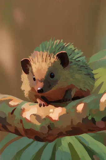 Earthy Gouache Serenity style reference image — dappled sunlight