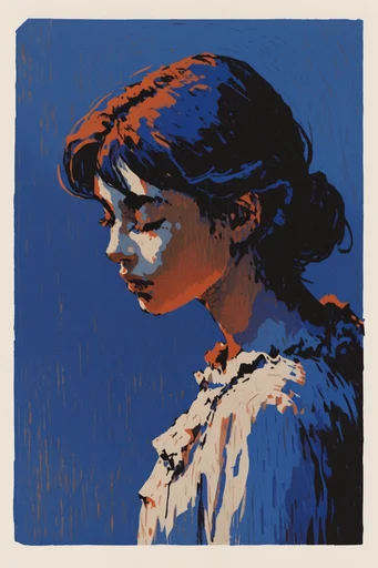 Graphic Woodcut Modernism style reference image — hand-carved aesthetic