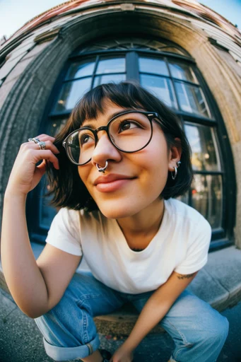Dynamic Urban Golden Hour style reference image — fisheye lens distortion