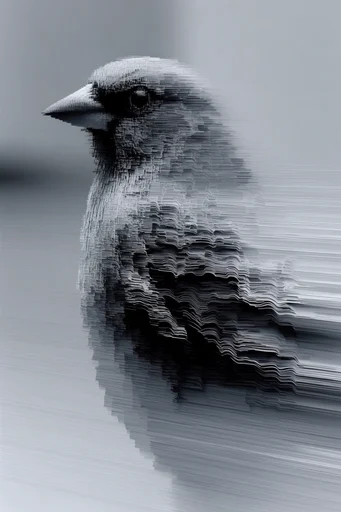 Monochromatic Digital Disintegration style AI image example 3