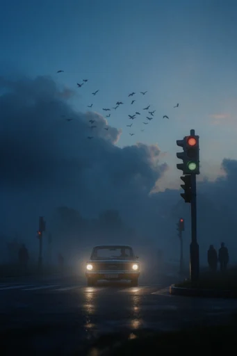 Cinematic Nocturnal Solitude style reference image — brutalist surrealism